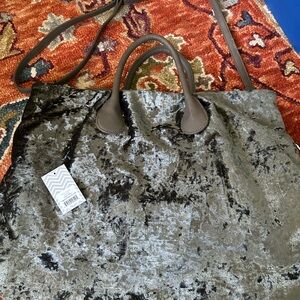 Elegant olive Velvet Tote Bag Deux lux Misha satchel